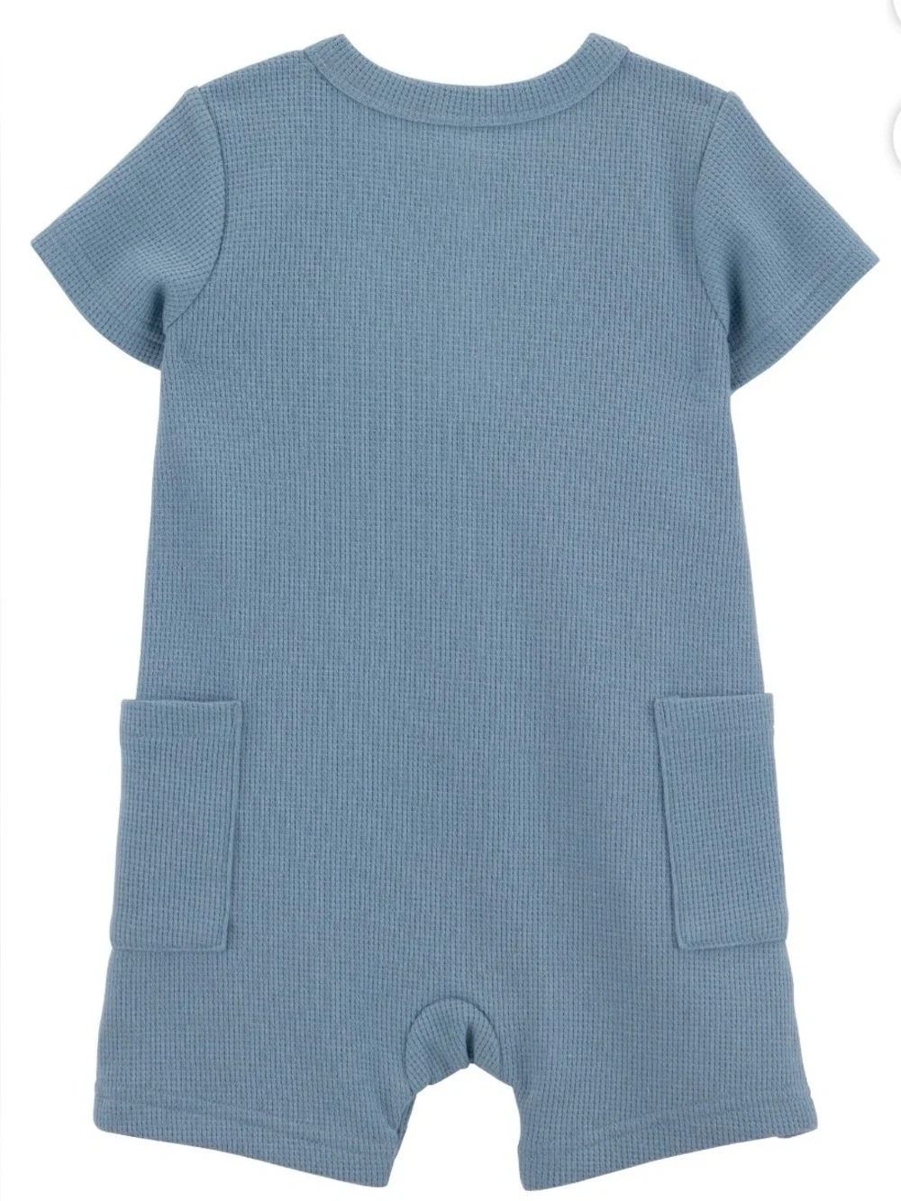 Carter's Child of Mine Baby Boy Solid Blue Romper, Size 24 Months